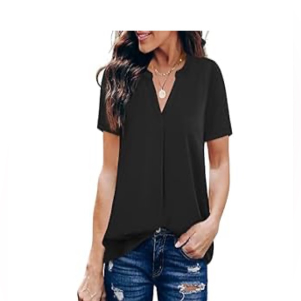 Black Timeson Women's short sleeve Blouse XL